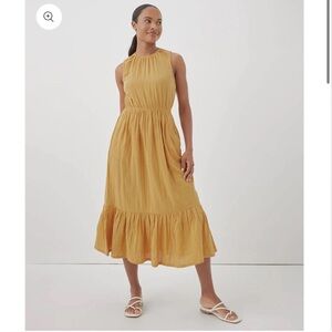 Pact Women's Coastal Cutout Gauze Cotton Midi Dress in Yellow